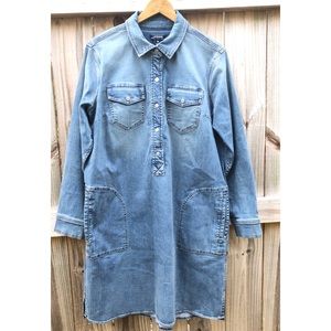 Lands' End Western Denim Dress Ombre Plus Size 18